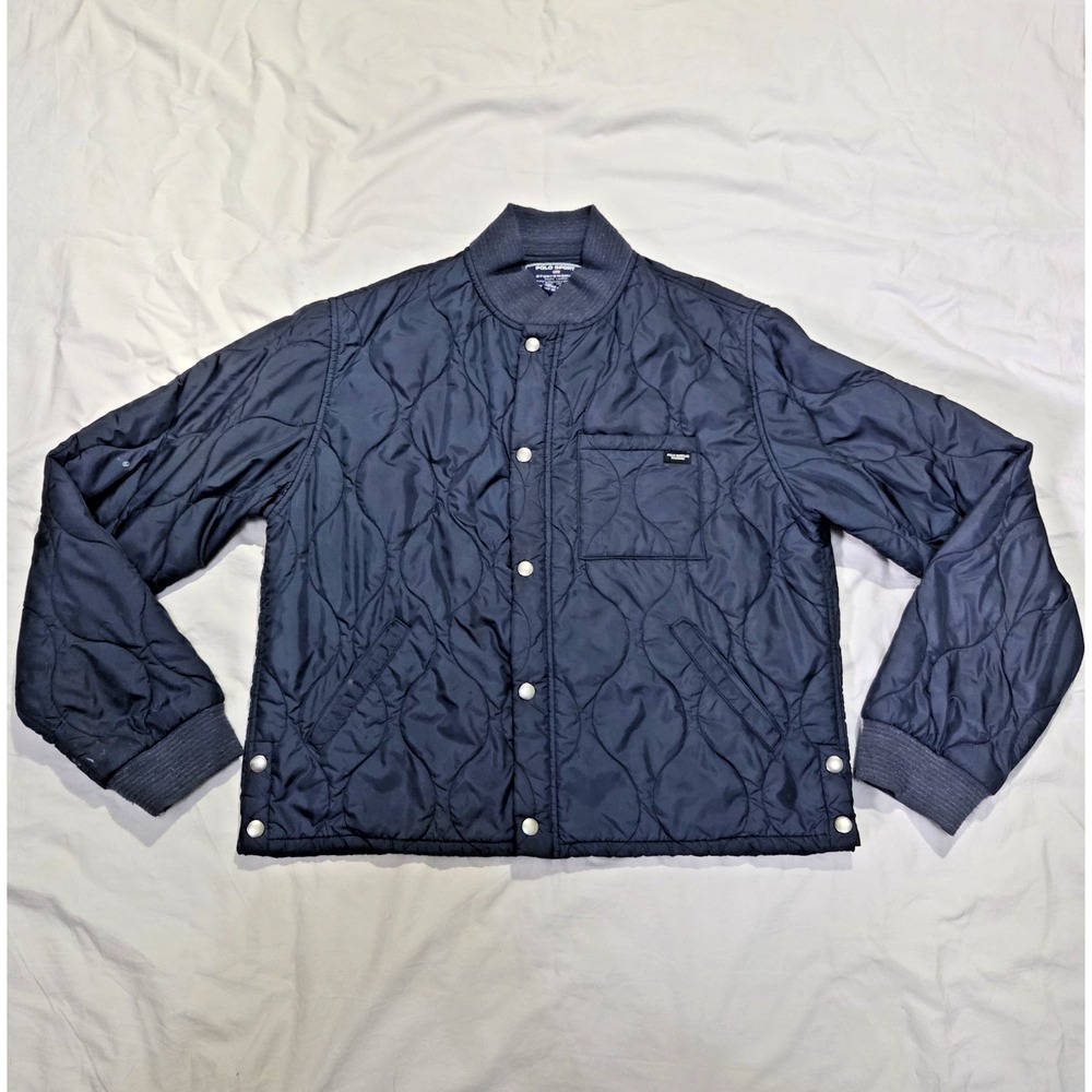 VTG Polo Sport Sportwoman Ralph Lauren Quilted Navy Blue Light Puffer Jacket L